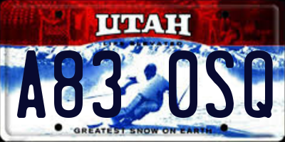 UT license plate A830SQ