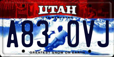 UT license plate A830VJ