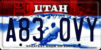 UT license plate A830VY