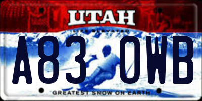 UT license plate A830WB