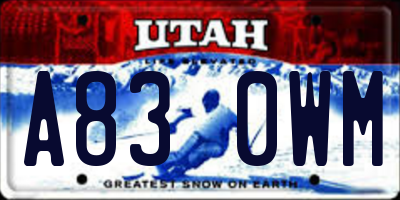 UT license plate A830WM