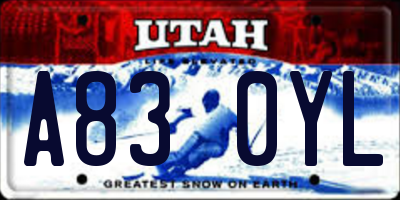 UT license plate A830YL