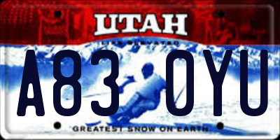 UT license plate A830YU