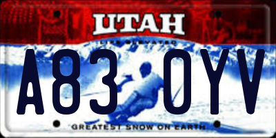 UT license plate A830YV