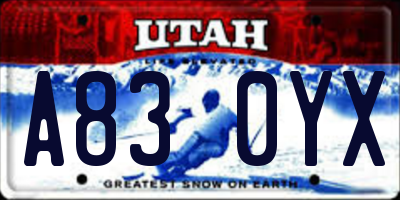 UT license plate A830YX