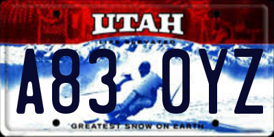 UT license plate A830YZ