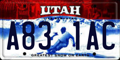 UT license plate A831AC