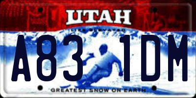UT license plate A831DM