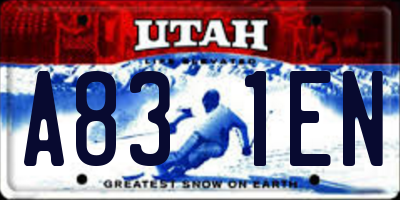 UT license plate A831EN