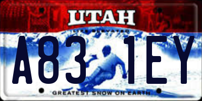 UT license plate A831EY