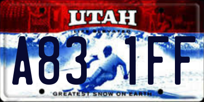 UT license plate A831FF