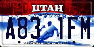 UT license plate A831FM