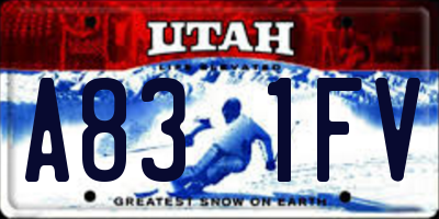 UT license plate A831FV
