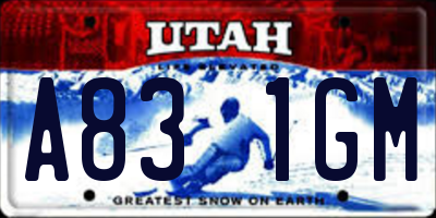 UT license plate A831GM