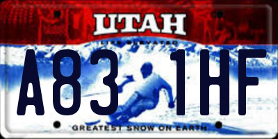 UT license plate A831HF