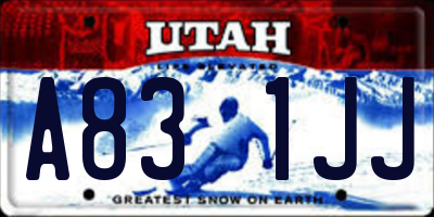 UT license plate A831JJ