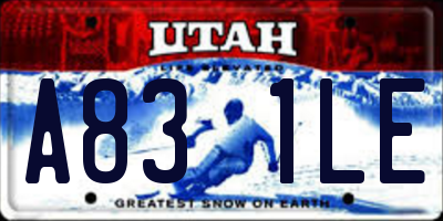 UT license plate A831LE