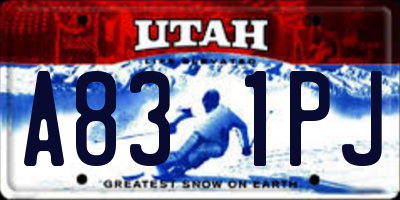 UT license plate A831PJ