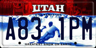 UT license plate A831PM