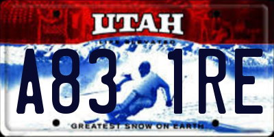 UT license plate A831RE