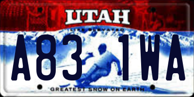UT license plate A831WA