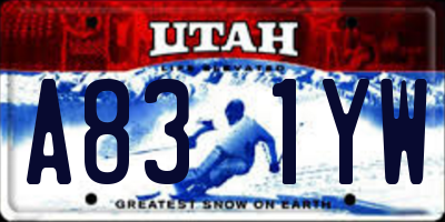 UT license plate A831YW