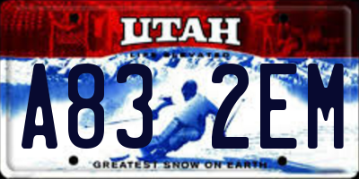 UT license plate A832EM