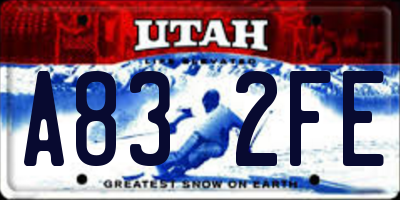 UT license plate A832FE