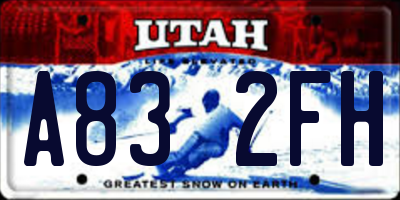 UT license plate A832FH