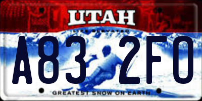 UT license plate A832FO