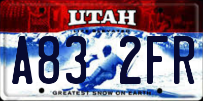 UT license plate A832FR