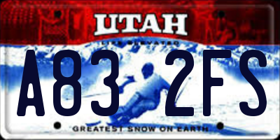 UT license plate A832FS