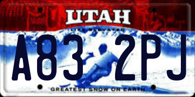 UT license plate A832PJ