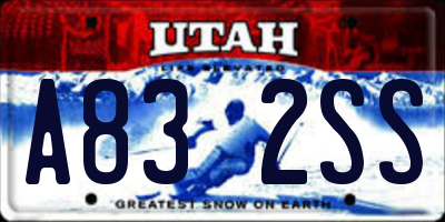 UT license plate A832SS