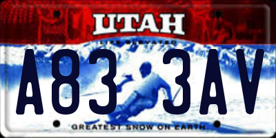 UT license plate A833AV