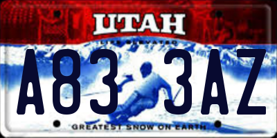 UT license plate A833AZ