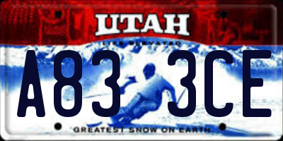 UT license plate A833CE