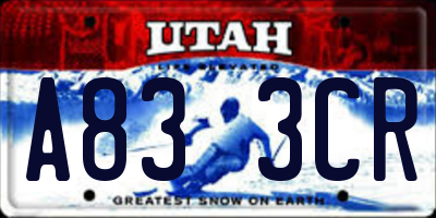 UT license plate A833CR