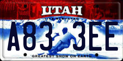 UT license plate A833EE