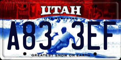 UT license plate A833EF
