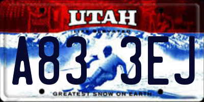 UT license plate A833EJ