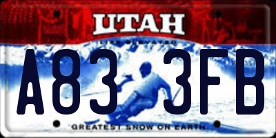 UT license plate A833FB