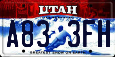 UT license plate A833FH