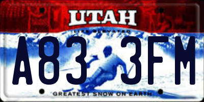 UT license plate A833FM