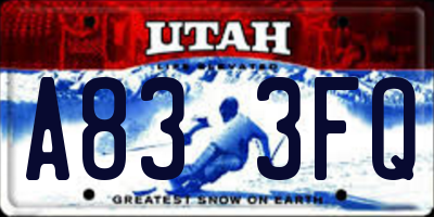 UT license plate A833FQ