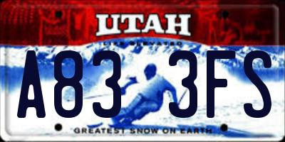 UT license plate A833FS