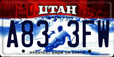 UT license plate A833FW