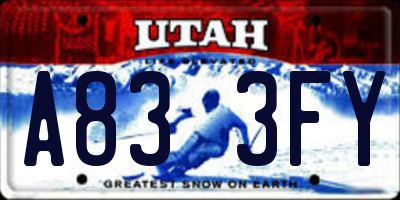 UT license plate A833FY
