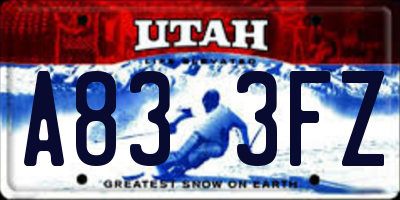 UT license plate A833FZ