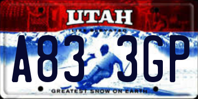 UT license plate A833GP